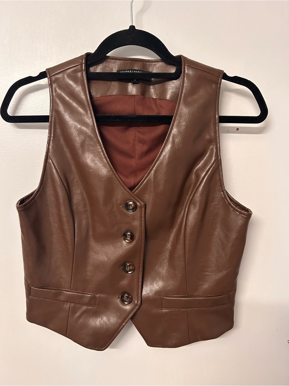 Central Park West Brown Faux Leather Vest